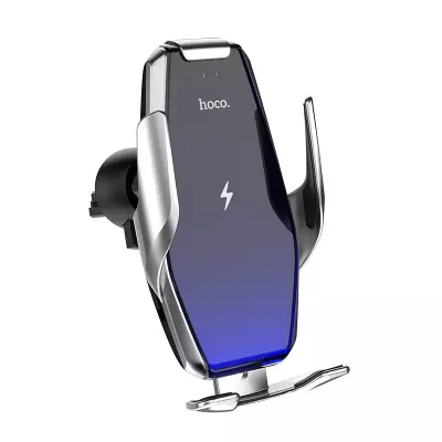 hoco. S14 Surpass autós telefon tartó és vezeték nélküli gyorstöltő, ezüst-fekete (S14)