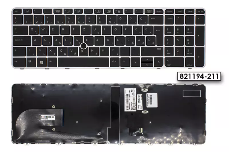 HP EliteBook 755 G3, 850 G3 gyári új magyar keretes billentyűzet trackpointtal (836621-211)