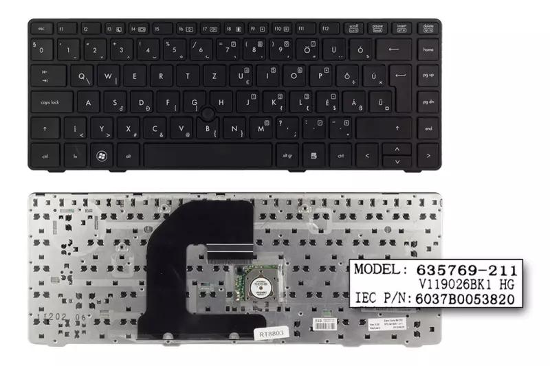 HP EliteBook 8460p, ProBook 6460b gyári új magyar billentyűzet trackpointtal, (Win7) (641835-211)