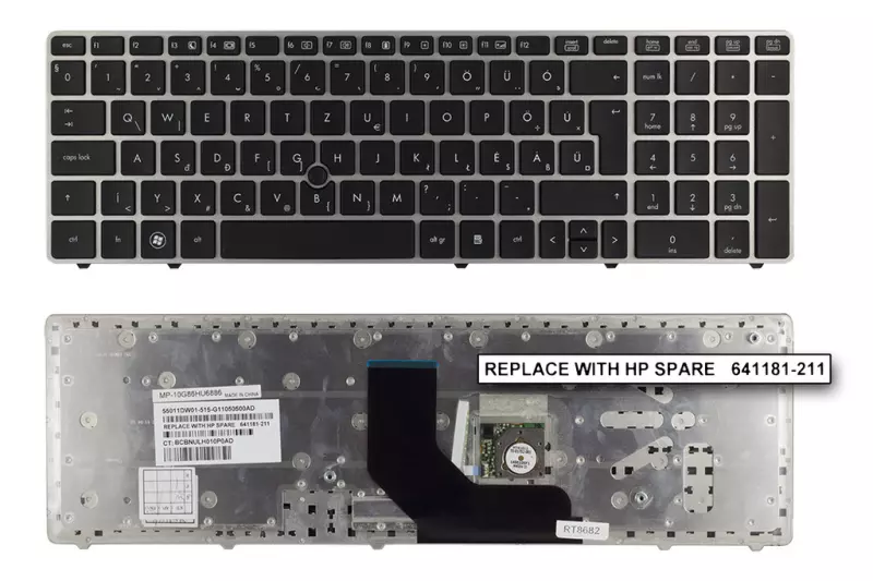 HP EliteBook 8560p gyári új magyar ezüst keretes billentyűzet trackpointtal (641181-211)