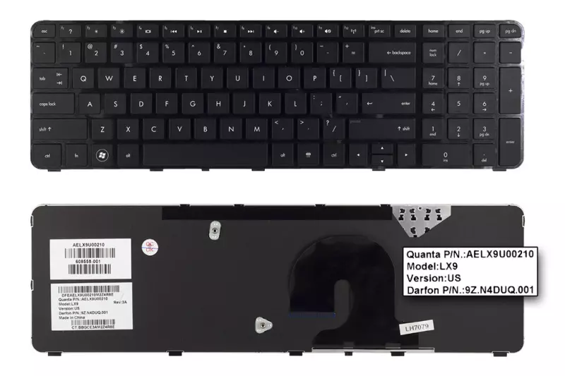 HP Pavilion dv7t-4000 CTO fekete US angol laptop billentyűzet