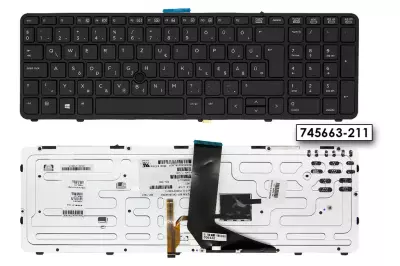 HP ZBook 15, 17 gyári új magyar fekete keretes billentyűzet trackpointtal (745663-211)