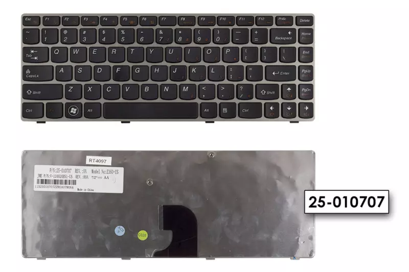 Lenovo IdeaPad Z360P ezüst-fekete UK angol laptop billentyűzet