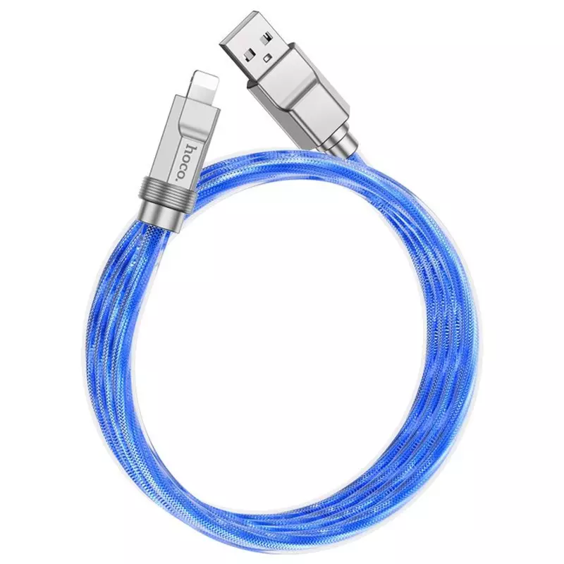 hoco. U113 Solid iPhone, iPad 1 méteres USB-lightning szilikon adat és töltő kábel (gyorstöltő), kék (U113)