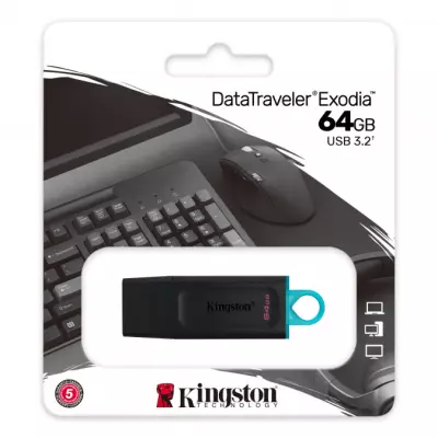 Kingston Technology DataTraveler Exodia USB pendrive 64GB 3.2 Gen 1 fekete-kékeszöld