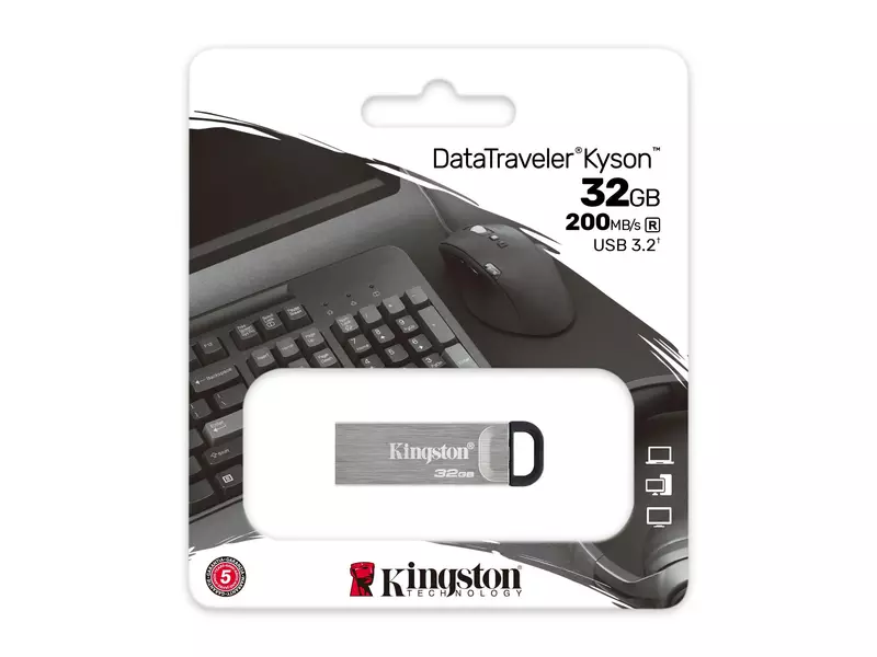 Kingston DataTraveler Kyson 32GB USB 3.2 (Gen 1) szürke-fekete fém pendrive (DTKN/32GB)