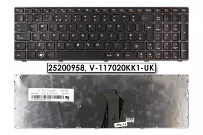 Lenovo IdeaPad B570G lila-fekete UK angol laptop billentyűzet