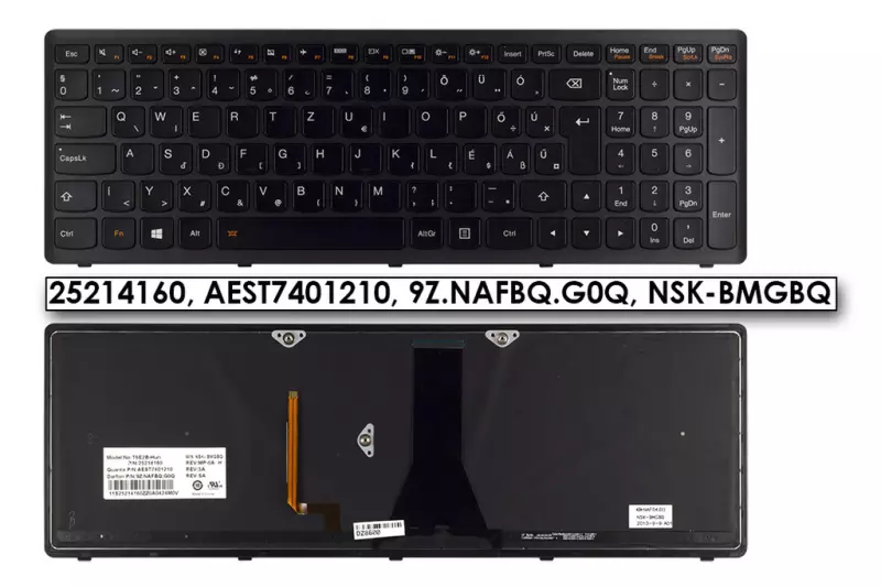Lenovo IdeaPad Flex 15, G500s, S510p gyári új magyar fekete háttér-világításos billentyűzet, 25214160