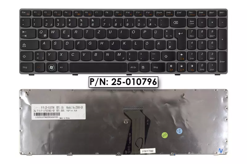 Lenovo IdeaPad G575 fekete német  laptop billentyűzet