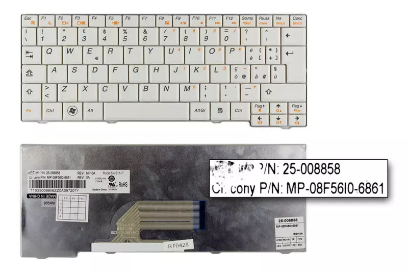 Lenovo IdeaPad S10-2, S11 gyári új olasz fehér billentyűzet (25-008858)