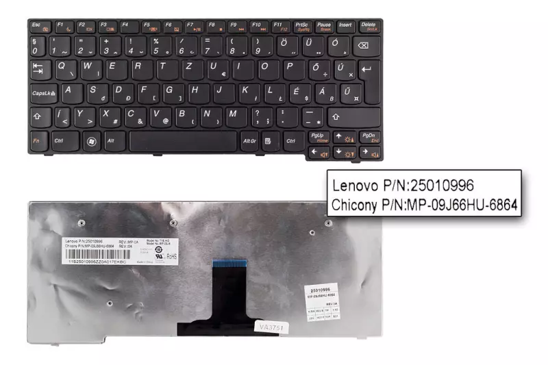 Lenovo IdeaPad S10-3 gyári új magyar fekete billentyűzet (25010043, 25010996)