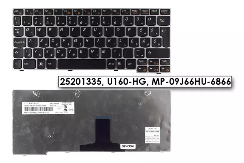 Lenovo IdeaPad S205 ezüst-fekete magyar laptop billentyűzet