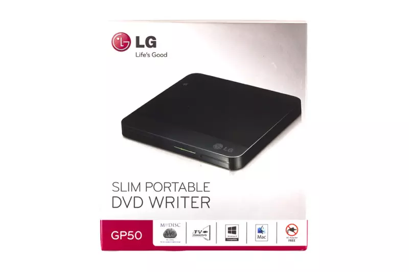 LG fekete SLIM USB külső DVD Író, GP50