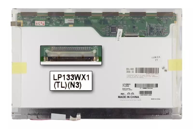 LG LP133WX1-TLN3 13,3 inch gyári új WXGA CCFL fényes LCD kijelző (20 pines)