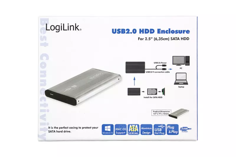 LogiLink 2.5 inch SATA-USB külső winchester keret (szürke) (UA0041A)