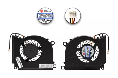 MSI GT60, GT70, GT780 gyári új hűtő ventilátor (E33-0800184-MC2, PABD19735BM, N273)
