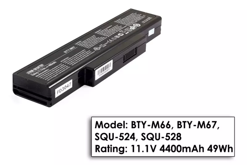 MSI MegaBook BTY-M66, BTY-M67 gyári új 6 cellás akkumulátor