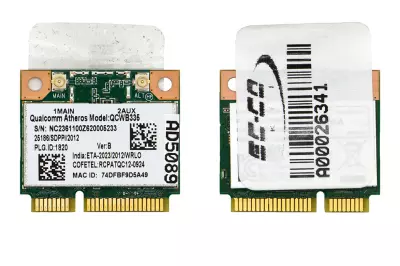 Qualcomm Atheros QCWB335, DW1705 gyári új Mini PCI-e (half) WiFi + Bluetooth (4.0) kártya