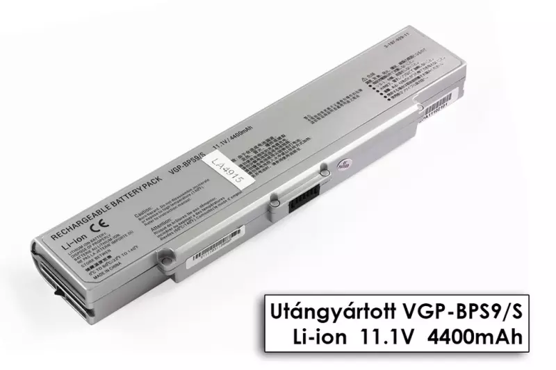Sony Vaio VGN-AR, VGN-CR, VGN-NR, VGN-SZ helyettesítő új 6 cellás ezüst akkumulátor (VGP-BPS9,  VGP-BPS9/S)