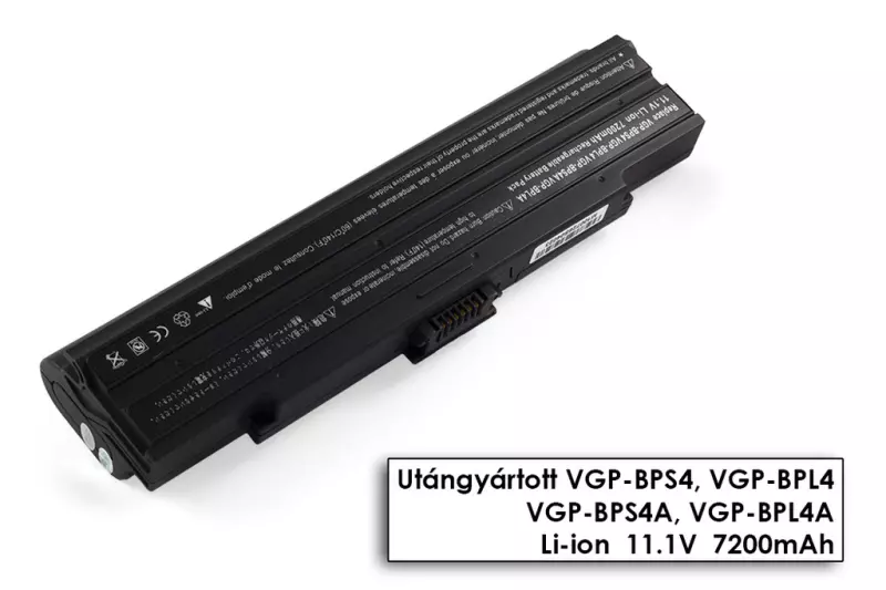 Sony Vaio VGN-AX, VGN-BX helyettesítő új 9 cellás fekete akkumulátor (VGP-BPS4)
