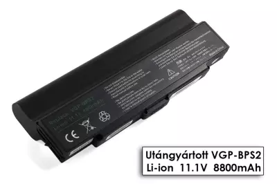 Sony VGN sorozat VGN-FT sorozat laptop akkumulátor, új, gyárival megegyező minőségű helyettesítő, 2 cellás (8800mAh)