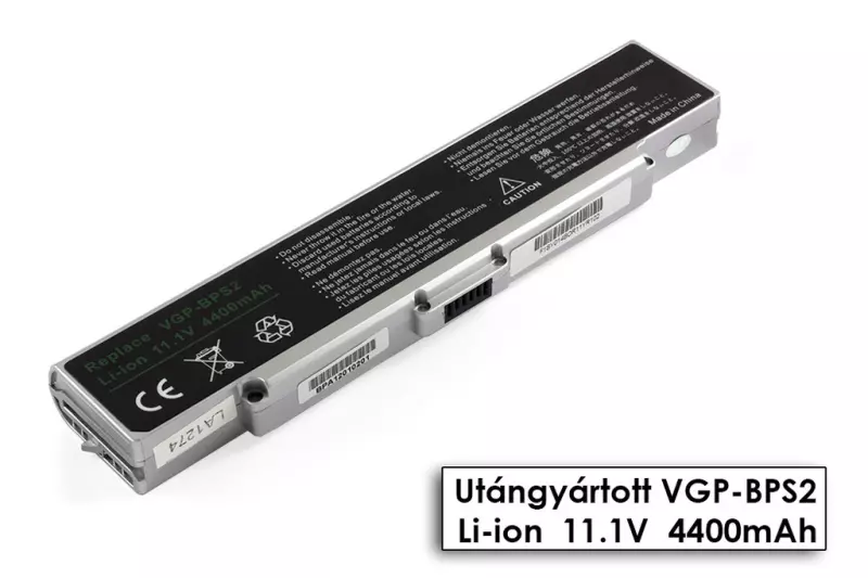 Sony Vaio VGN-S, VGN-CR, VGN-FT helyettesítő új 6 cellás ezüst akkumulátor (VGP-BPL2, VGP-BPS2)