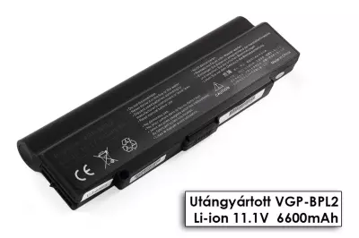 Sony VGN sorozat VGN-FT sorozat laptop akkumulátor, új, gyárival megegyező minőségű helyettesítő, 9 cellás (6600mAh)
