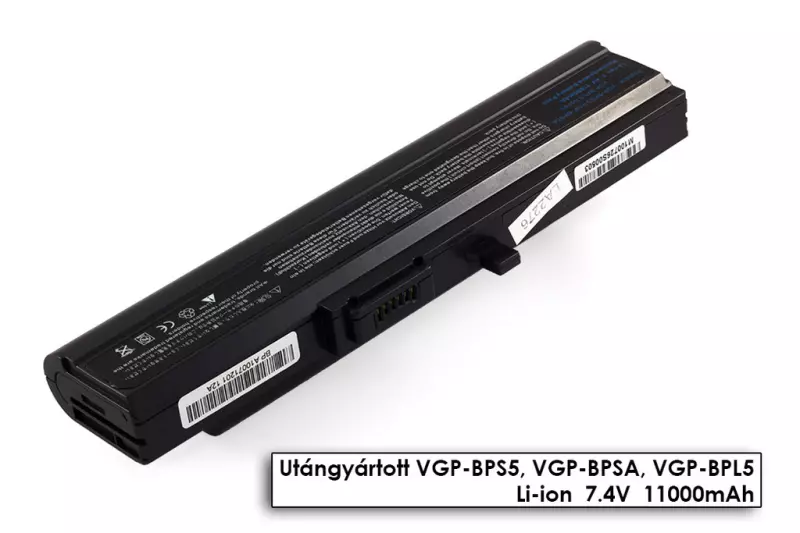 Sony Vaio VGN-TX helyettesítő új 10 cellás fekete akkumulátor (VGN-BPL5)