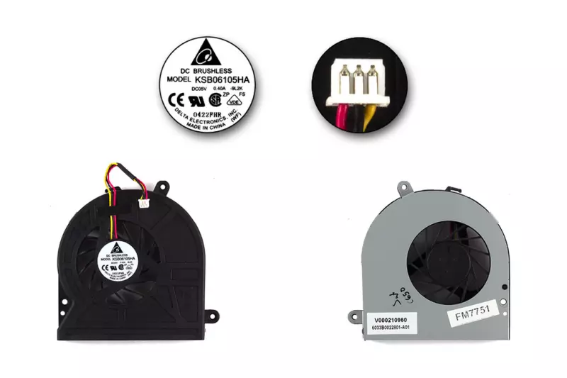 Toshiba Satellite C650, C660, L675, L675D használt hűtő ventilátor (KSB06105HA-9L2K)