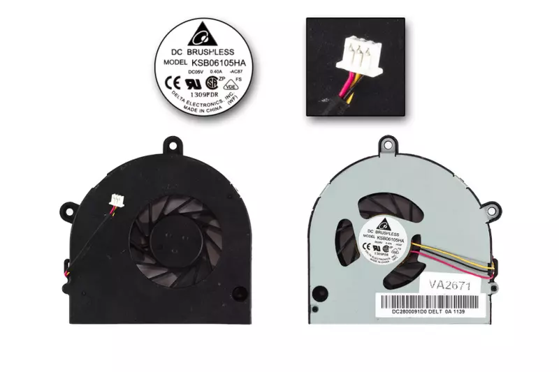 Toshiba Satellite C650, C660, L675, L675D használt hűtő ventilátor (KSB06105HA)