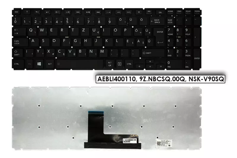 Toshiba Satellite L50-B, L50D-B, S50-B MAGYAR fekete laptop billentyűzet (AEBLI400110, 9Z.NBCSQ.00Q, NSK-V90SQ)