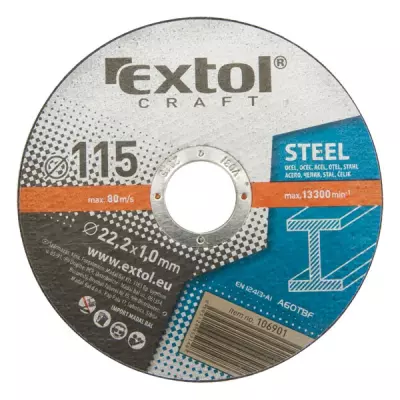 EXTOL® Craft vágókorong acélhoz | Flex korong | 115x1x22.2mm, max 13300 fordulat percenként (106901)